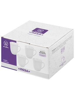 Набор кружек 4 пр. 400 мл 12,5*9,5*10 см "Лоза", фарфор