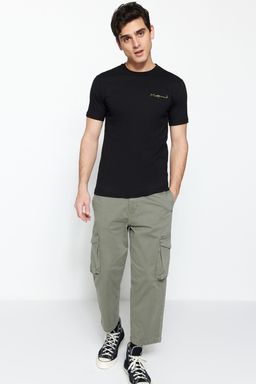 TRENDYOL MAN Siyah Slim/Dar Kesim Kucuk Yaz? Bask?l? %100 Pamuklu K?sa Kol T-Shirt TMNSS20TS0083 - Trendyolmilla фото 11