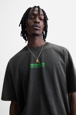 WASHED TEXT T-SHIRT - Zara фото 13