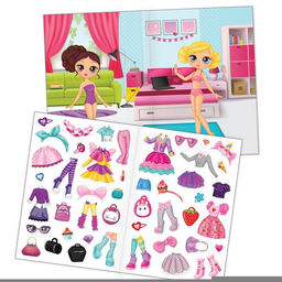 Наклейки многоразовые Одень куколку, формат А4, 45 наклеек