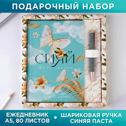 Подарочный набор Сияй ярче солнца: ежедневник 80 листов и ручка