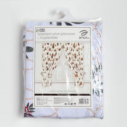 Новогодний комплект штор для кухни с подхватами «Beautiful birds» 145×180 см-2 штуки, габардин