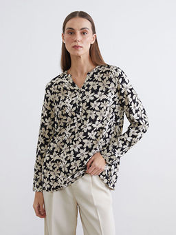 Ka??k Yaka ?i?ekli Bluz