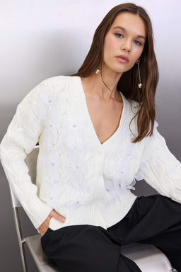 Ekru Genis Kal?p Tul Garnili Triko H?rka TWOAW26HI00255 - Trendyolmilla фото 2