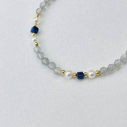 Браслет из Лабрадора, Жемчуга и Лазурита, 16 см+