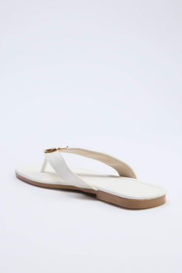 Beyaz Gold Toka Detayl? Kad?n Parmak Aras? Terlik