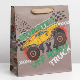 Пакет крафтовый вертикальный Monster truck, ML 23 27 11.5 см