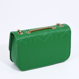 Сумка женская мессенджер на клапане, 18×7×13 см, со стёжкой, зелёная