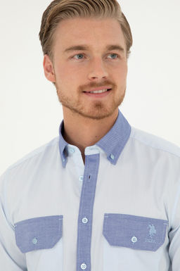 U. S. Polo Assn / Мужская голубая рубашка с длинным рукавом - U.s. polo assn фото 9