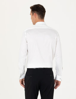 Beyaz Slim Fit Uzun Kollu Basic G_mlek