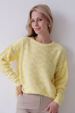 Джемпер удлиненный лимонный с шерстью альпака