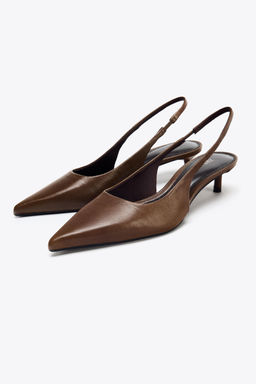 LEATHER KITTEN HEEL SHOES
