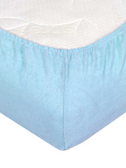 Простыня на резинке Махра - Голубой 140х200х20