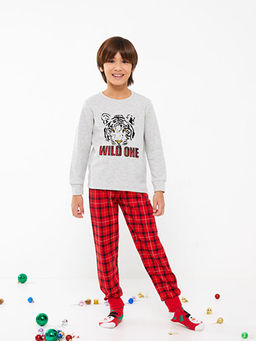 Bisiklet Yaka Bask?l? Uzun Kollu Erkek ?ocuk Pijama Tak?m? - Waikiki фото 2