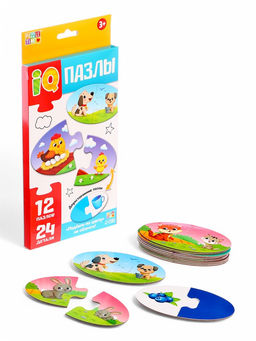 Парные IQ - пазлы «Мамы и малыши», 12 пазлов, 24 детали