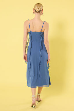 TRENDYOLMILLA Mavi Duz A Kesim F?rf?rl? Midi Dokuma Elbise TWOSS25EL00277  фото 8