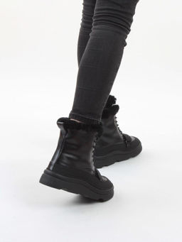 04-PAJ76-1Z BLACK Ботинки зимние женские (натуральная кожа, натуральный мех, 100% шерсть)