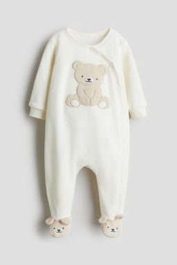 Pijama entero de velour con pies cubiertos