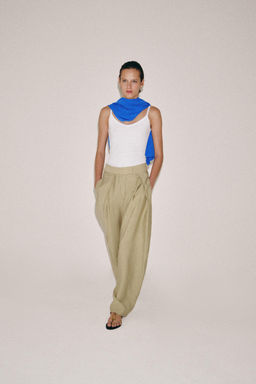 PANTAL?N WIDE LEG PLIEGUES ZW COLLECTION / Verde Oliva