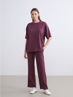 Bisiklet Yaka Nak??l? Oversize Kad?n Ti??rt
