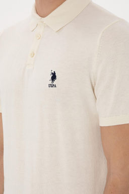 Erkek Slim Fit Polo Yaka Krem Ti__rt