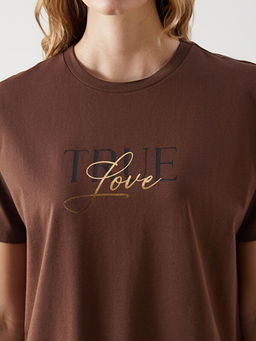 Bisiklet Yaka Bask?l? Kad?n Ti??rt