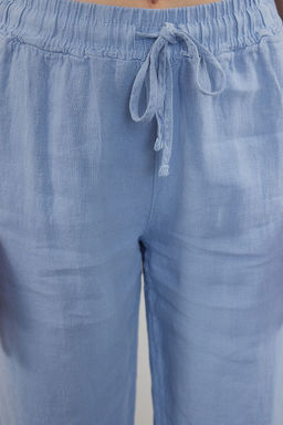 Lacivert %100 Keten Beli Lastikli Yuksek Bel Wide Leg Pantolon TWOSS24JE00249 - Trendyolmilla фото 27