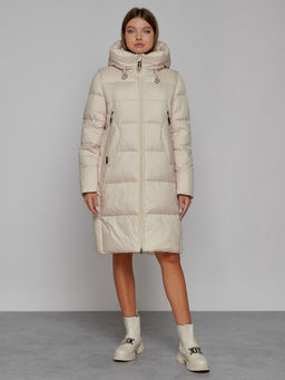 Пальто утепленное с капюшоном зимнее женское бежевого цвета 51155B - MaxRita фото 2