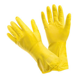 Перчатки хоз. латексные с х/б напылением желтые "A.D.M"