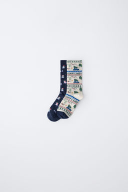 2-PACK OF TREE AND SNOWMAN SOCKS