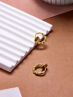 Серьги клипсы для ушей QF «Тренд», кольцо переплетение, цвет золото