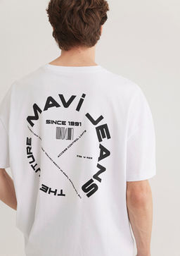 Mavi Jeans S?rt Bask?l? Beyaz Tisort  фото 2