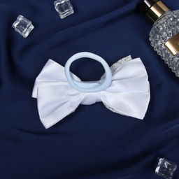 Цена за 6 шт. Бант для волос на резинке «Школьница стиль», кружево классика, 12 см, белый