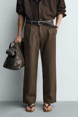 PANTAL?N WIDE FIT PLIEGUES / Marr?n chocolate - Zara фото 2