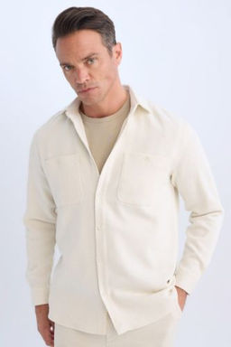 Relax Fit Polo Yaka Flanel Uzun Kollu Gomlek