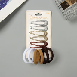Цена за 2 шт. Набор для волос Выбражулька «Гелена», 6 резинок 3.5 см, 6 заколок 5 см