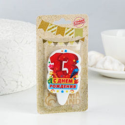 Свеча для торта цифра «С Днём Рождения» 13 красная, 6.5 см