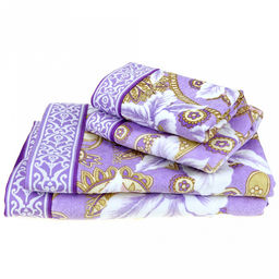 "Япония-2014" Полотенце махровое 70х140см, плотность 300гр/м2, 100% хлопок, "Фантазия", сиреневый, Bolangde (Китай)