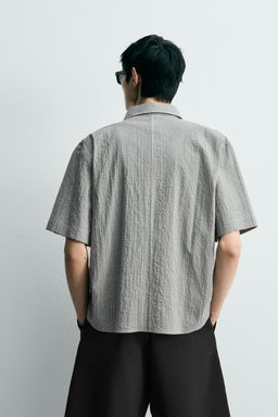 CAMISA REGULAR FIT ESTRUCTURA CUADROS / Blanco / Negro - Zara фото 3