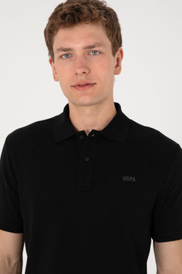 Erkek Regular Fit Polo Yaka Siyah Basic Ti__rt