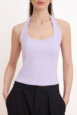 Lila Fitted/Vucuda Oturan Esnek Orme Bluz TWOSS24BZ00492