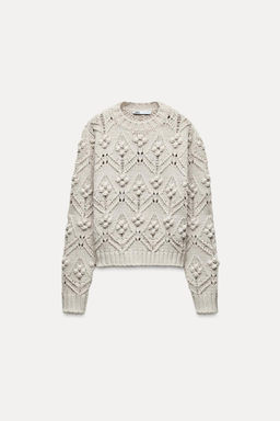 CABLE-KNIT SWEATER WITH POMPOMS - Zara фото 3