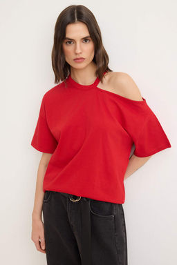 Siyah Duz Oversize Bisiklet Yaka Dusuk Kol K?sa %100 Pamuk Orme T-Shirt TWOSS26TS00204 - Trendyolmilla фото 6