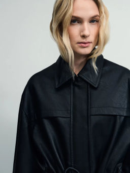 Парка на кулиске из искусственной кожи / Zarina  фото 7