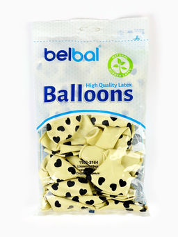 Воздушные шары латексные 14" Черные сердца, 25 шт.