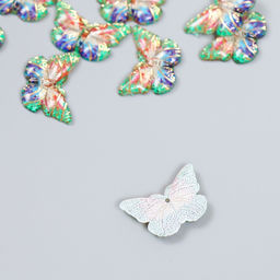 Цена за 10 шт. Декор для творчества пластик Бабочка с золотыми точками, зелёный, 1.5?2.3 см