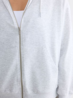 Kap??onlu Oversize Kad?n Fermuarl? Sweatshirt - Waikiki фото 3