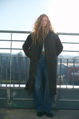 WAXED TRENCH COAT WITH CORDUROY COLLAR