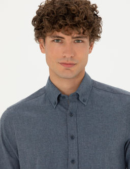 Рубашка Pierre Cardin Regular Fit темно-синяя с длинным рукавом