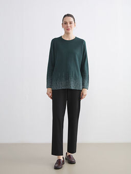 Bisiklet Yaka Desenli Kad?n Triko Kazak